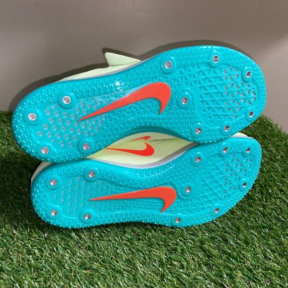 Nike High Jump Elite Spikes Barely Volt/Bright Orange Track Men 9 806561-700 NEW